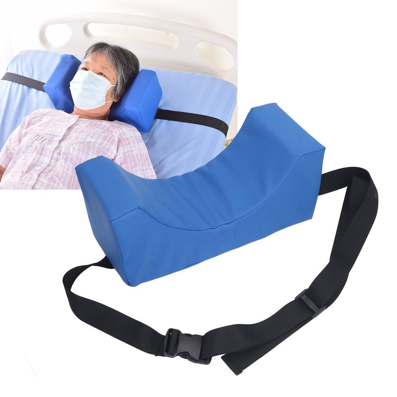 Head Positioner Pillow Blue PU Leather Breathable Comfortable Neck Support