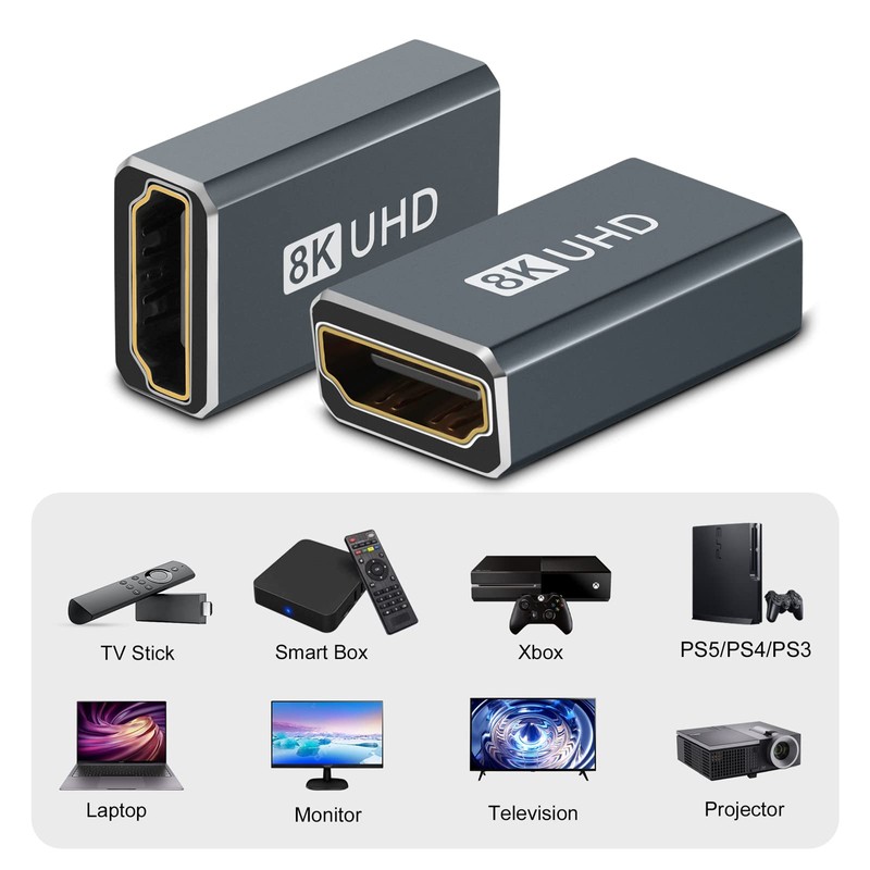 Twozoh 8K HDMI Coupler (2-Pack), HDMI 2.1 Female to Female
