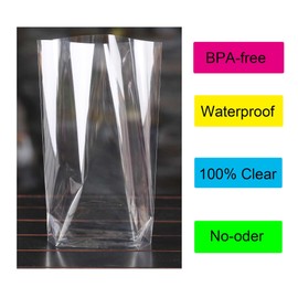 Dakoufish Flat Bottom Cellophane Bags,100Pcs 8x11 Inches Clear Cello Cellophane Plastic Treat Bags With 100 Twist Ties (No Side Gusset)