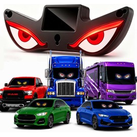Solar Powered Devils Eyes LED Car Light, Devil Eyes Lights Dynamic Windshield Ambient Lamp with Vibration & Light Sensor, USB-C Rechargeable, 5 Modes, Suction Mount