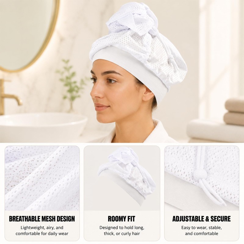 Net Plopping Bonnet Cap, Breathable Mesh Hair Bonnet