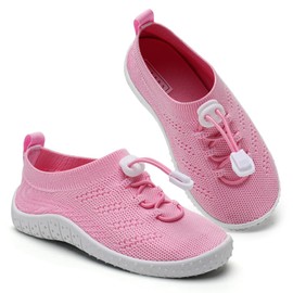 Kids Water Beach Shoes Mesh Swimming Shoes Girls Aqua Shoes Anti-Slip Wet Shoes for Diving Sea Pool Water Park(Pink 27EU)
