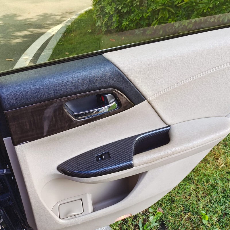 9th Gen Accord Window Control Panel Armrest Cover ABS Carbon