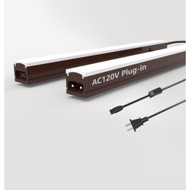 Leetdud Under Cabinet Lighting Plug in, 32 Inch 2 Pcs, Linkable AC120V 3CCT 3000K/4000K/5000K Ultra Slim, LED Under Cabinet Lights for Counter Light, Kitchen, Shelf, Sink, Workshop, Desk, Bronze