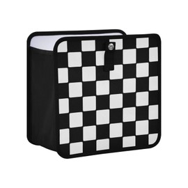 Eyanle Car Trash Can Car Organizer Car Garbage Can with Adjustable Strap for Back Front Seat Console Waterproof Leakproof Collapsible Portable 11 Inch Checkerboard