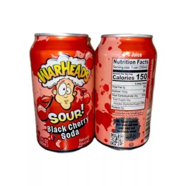 Warheads Sour  New Exclusive Warheads Sour Black Cherry Fruit Soda Candy Flavor (2 Cans)
