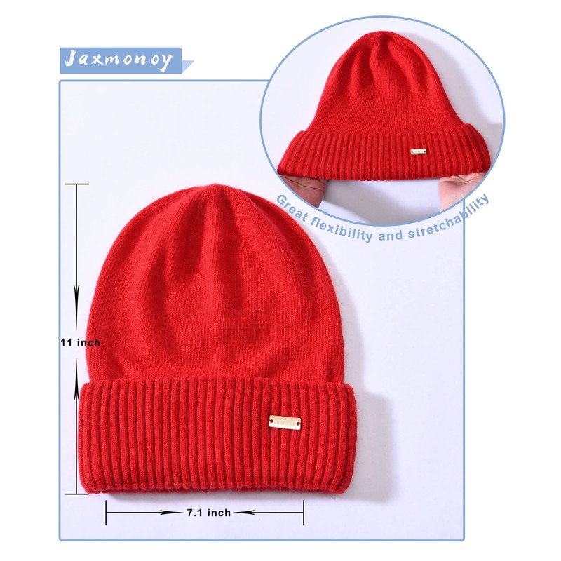 jaxmonoy Cashmere Slouchy Beanies for Women Winter Lightweight Girls Wool