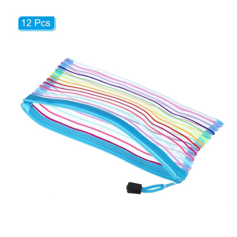 PATIKIL Mesh Zipper Pouch, 12 Pack Nylon B6 Size Pen