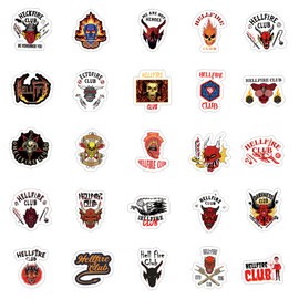 56Pcs The Hellfire Club Stickers Pack, TV Show Aesthetic Waterproof Vinyl Sticker Decals for Water Bottle,Skateboard,Laptop,Phone,Journaling,Scrapbooking | Gifts for Adults Teens Kids for Party Supply