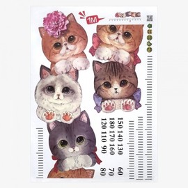 Growth Record Height Chart Wall Sticker Cat 3ea