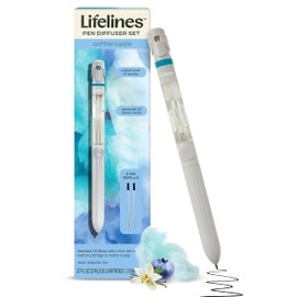 Lifelines Pen Diffuser Set, Cotton Candy - 1mm Black Ballpoint Pen with Scented Essential Oil Blend & 2 Ink Refills – Aromatherapy Diffuser & Sensory Immersion Diffuse Aroma As You Write