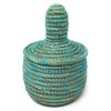 African Fair Trade Handwoven Miniature Warming Basket, Aqua