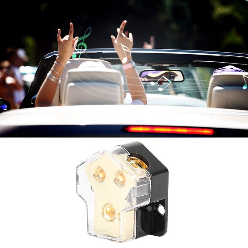 Hlyjoon 2 Way Power Distribution Block, 1*1GA In 2*4GA Out,