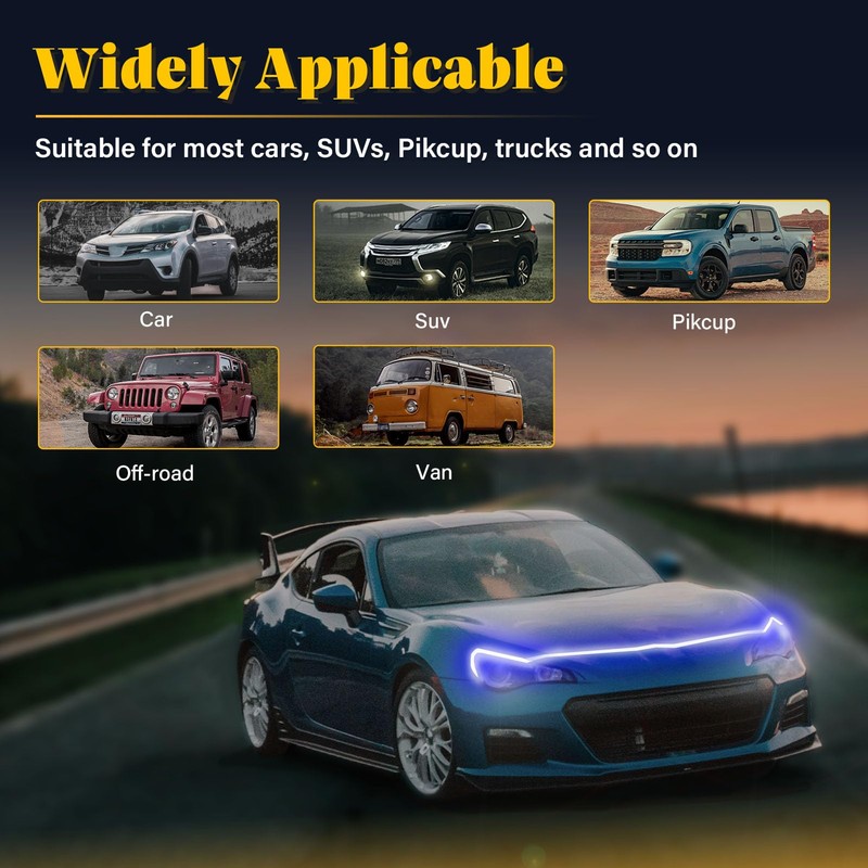 DIBMS 71-inch High-Brightness Car Hood Gap LED Light Strip -