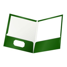 Oxford Laminated Twin-Pocket Folders, Letter Size, Green, Holds 100 Sheets, Box of 25 (51717)