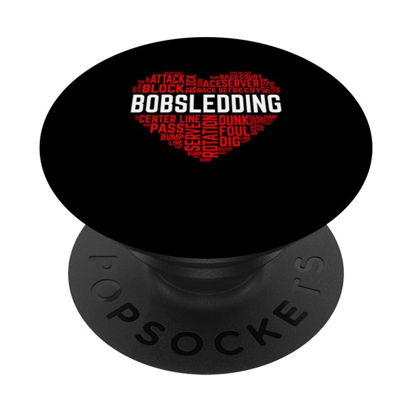 Bobsledding Love Bobsledder Heart Bobsled Sports Sayings PopSockets Standard PopGrip