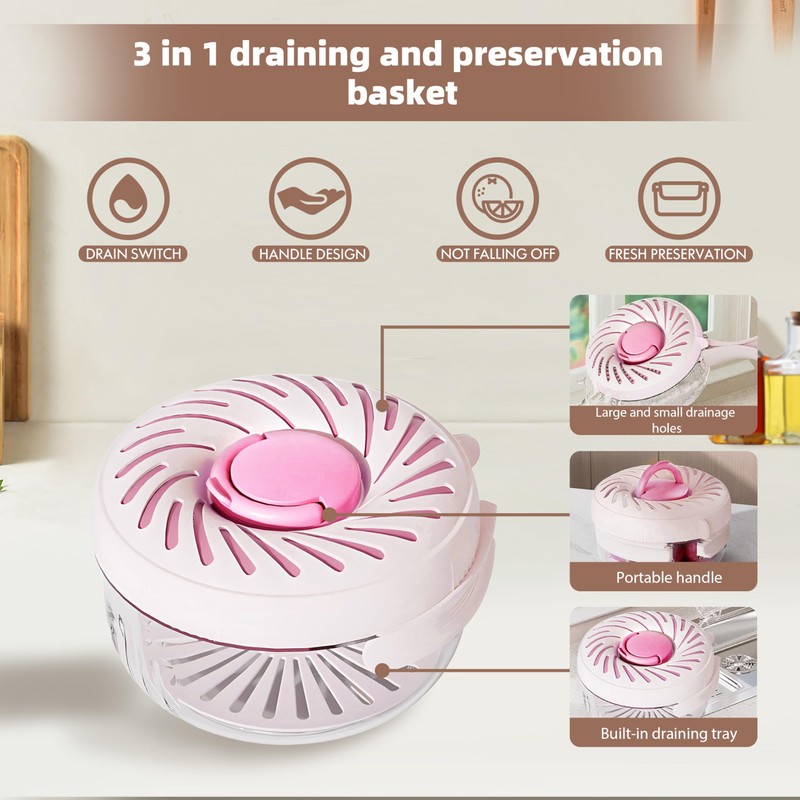 2025 New Fruit Washing Bowl with Strainer Lid and Handle,3