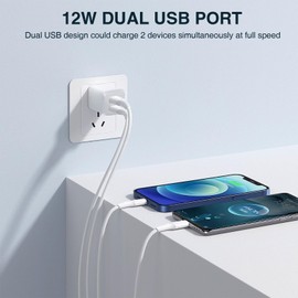 REKNA USB Wall Charger, Dual Port Cube Power Adapter Charger Plug Block Charging Box, Dual Port Wall Fast Charging Adapter, Compatible for i Phone 14 13 12 11 (USB-1)