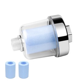 GEBAUM Shower filter for 1/2 inch connection, shower filter with two interchangeable filter elements, effective in filtering water impurities, limescale filter for taps or shower