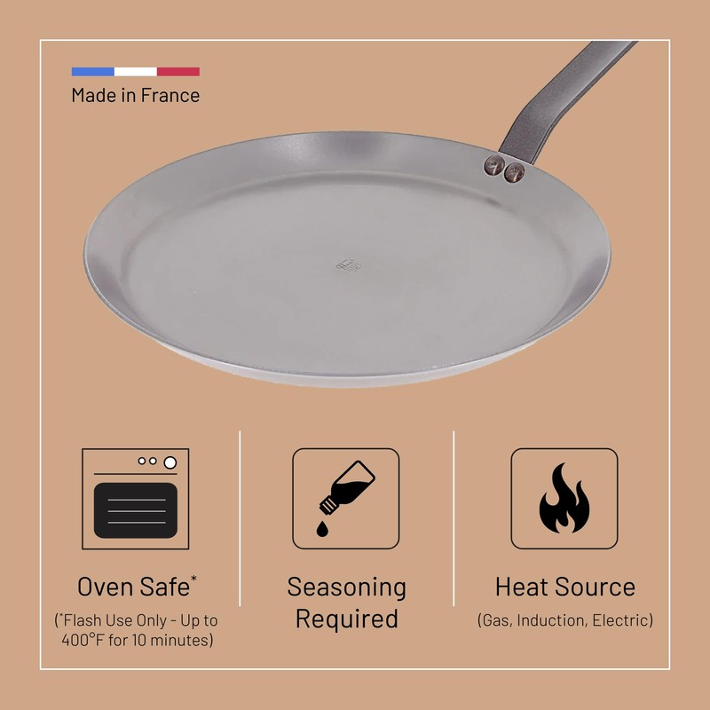 De Buyer MINERAL B Carbon Steel Crepe & Tortilla Pan