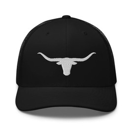 RIVEMUG Texas Western Trucker Hat Longhorn Country Ranch Rodeo Cowboy Gift Embroidered Snapback Baseball Cap Cool Trendy Gift for Men Women Black
