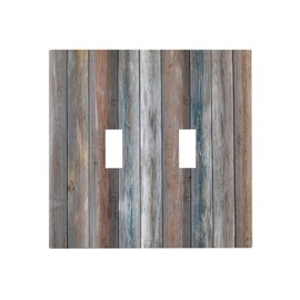 Wpshijia Light Switch Cover Vintage Blue Grey Wood Plank 2 Gang Wall Plate Double Light Switch Plate Rustic Country Toggle Decorative Outlet Covers Electrical Switchplate for Farmhouse Home Decor