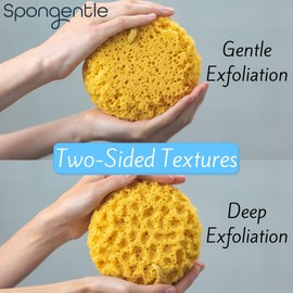 Spongentle Deep Cleansing Body Loofah Sponge, Natural Colors, for Bath and Shower, Multiple Textures for Gentle and Deep Exfoliation, Generous and Rich Lather, (Pack of 3)