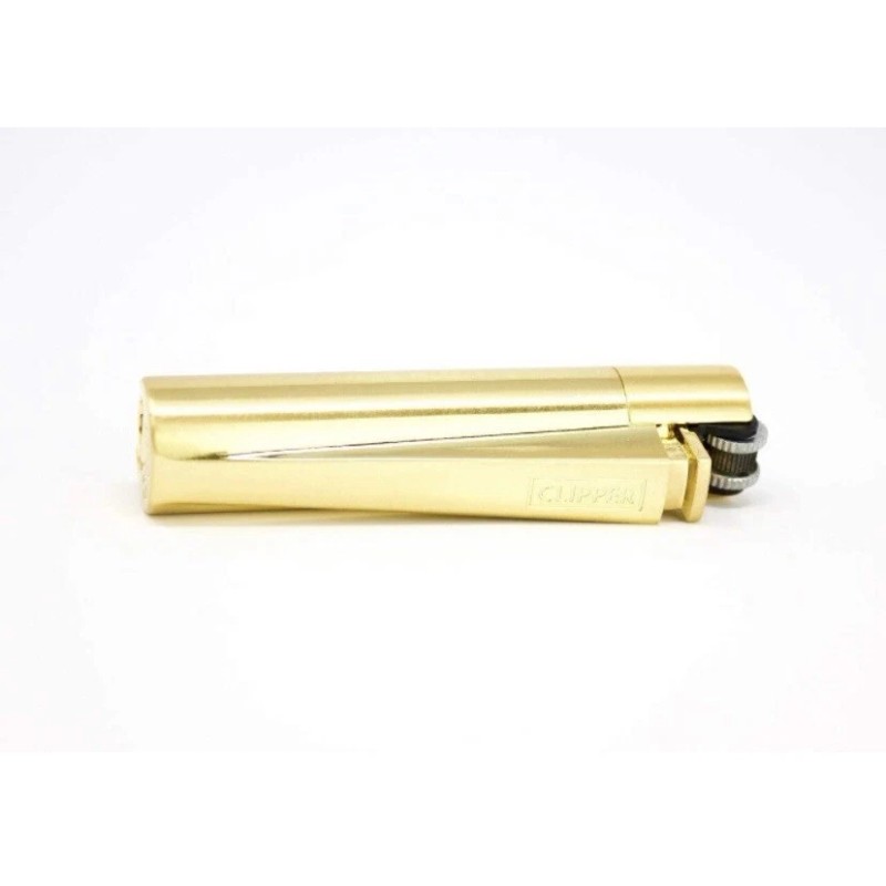Clipper Shiny Gold full Metal lighter Refillable+clipper box+raw three tree