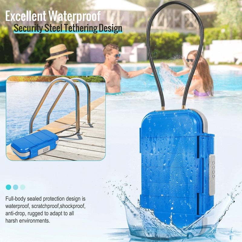 BKNOOU Portable Safe with Removable Chain, Anti-Theft Beach Safe Box,