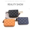 KACYMAO Checkered Credit Card Holder Wallet Zipper Leather Case Purse