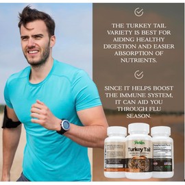 Parker Naturals Turkey Tail Mushroom Capsules - Organic Mushroom Supplement for Immune System Health Support - 1000 mg Premium Mushroom Supplements - 120 Capsules