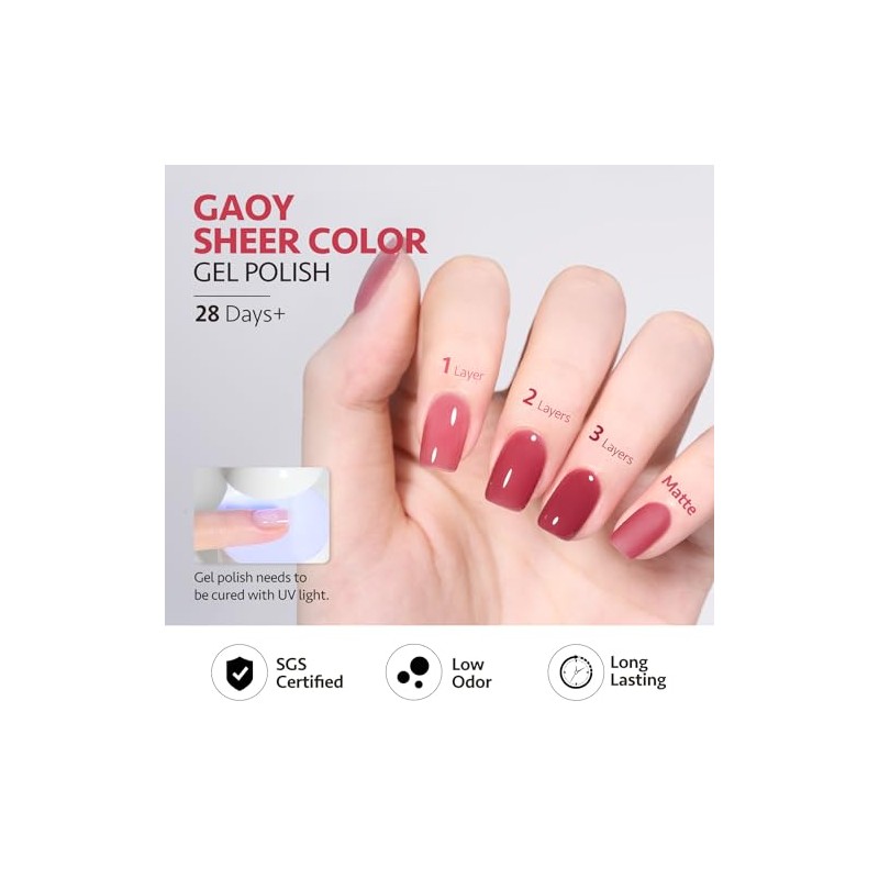GAOY- Esmalte de uñas en gel Jelly Nude, esmalte en