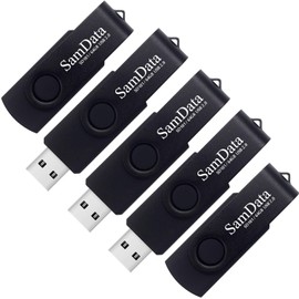 SamData USB Flash Drive 64GB 5 Pack USB 2.0 Thumb Drive Swivel Memory Stick Data Storage Jump Drive Zip Drive Drive with Led Indicator (Black, 64GB-5Pack)