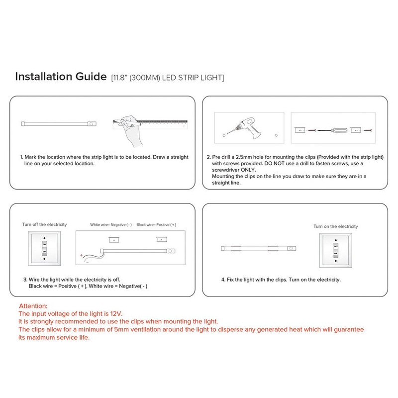 Dream lighting 12 Volts LED Under Cabinet Strip Light with