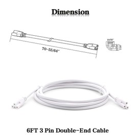 6FT (70-55/64") T5 T8 Tube Light Fixture LED Linkable Cord, Double end Connector Cable, Power Extension Wire for LED Integrated Single Fixture, Shop light, Garage Light, Under Cabinet Light, Pack of 4