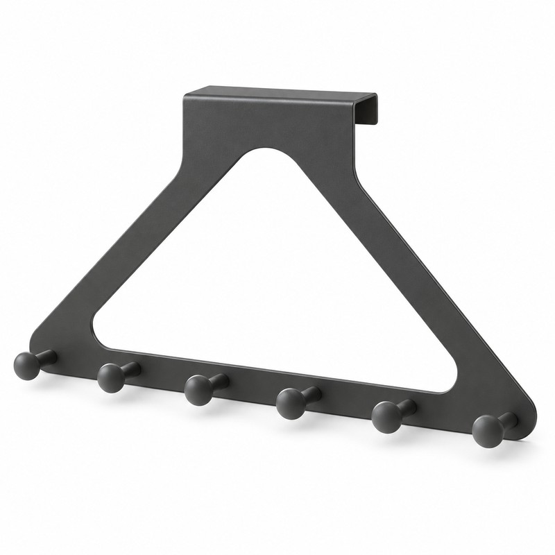 Over-the-Door Hook Rack - 6 Aluminum Hooks for Coats, Hats,