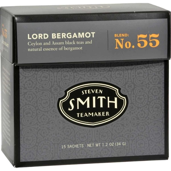 Smith Teamaker | Lord Bergamot No. 55 | Sugar-Free, Sustainably Grown, Caffeinated Full Leaf Earl Grey Black Tea with Italian Bergamot Oil (15 Sachets, 1.2oz each)