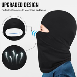 2 Pack Kids Balaclava Face Mask,Thin Helmet Liner Face and Neck Cover Mask for Boys Girls Lightweight Neck Gaiter Skiing Cycling Fishing (UK, Alpha, One Size, Black+Dark Gray)