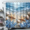 EUBTPA Starfish Shower Curtain Seacoast Sand Seashells Blue Flower Tropics