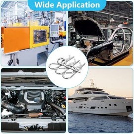 R-Cotter Pins Set, 6 Sizes, Spring Pin Assortment, Safety Pins for Towing Hitches, Cars and Garden Tools, Stainless Steel, Pack of 100