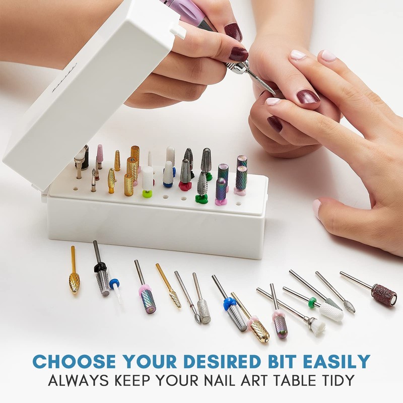 Makartt Nail Drill Bits Holder,Dustproof Stand Displayer Organizer Container Case