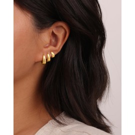 FUNEIA 3 Pairs of Hoop Earrings Silver 925 / Gold Women's Earrings Silver 925 Set 14K Gold-Plated Small Hoop Earrings Hypoallergenic Waterproof Earrings Multiple Ear Holes Mini Hoop Earrings Piercing