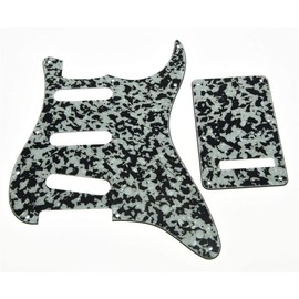 Dopro 11 Hole Strat SSS Pickguard ST Back Plate Trem Cover for USA/Mexican FD Strat Black White Agate