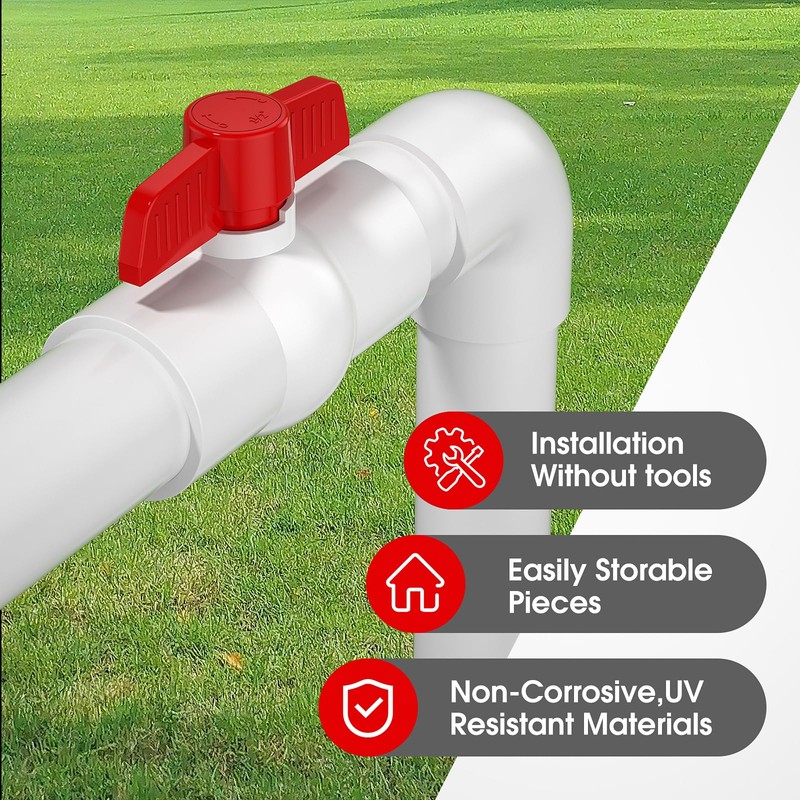 EPHECH 20PCS 1/2" PVC Ball Valve, SCH40 Slip PVC Water