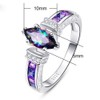 AZQ Women's Natural Rainbow Color Gemstone Ring 925 Sterling Silver