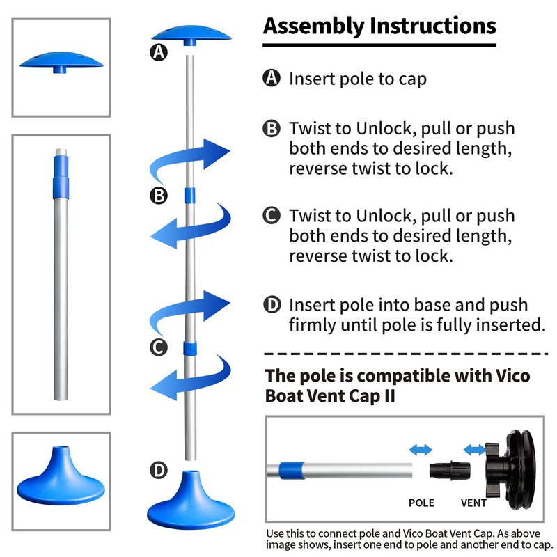 NEXCOVER Boat Cover Support Pole Adjustable, Valued 2 Pack, Telescoping