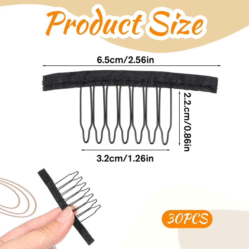 30 Pcs Wig Clips Combs 7-Teeth Stainless Steel Wig Combs