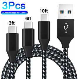 Unbranded 3 Pack Fast Charging Cable USB Type C Cable Galaxy S8 S9 S10 S20 S21 S22 - 1 Pack-10ft