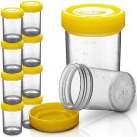10pc 120ml, RE-GEN Premium Reusable Leak Proof Specimen Liquid Measuring Container Sample Cup Pots - Ideal for Healthcare, Lab, Home, Kitchen