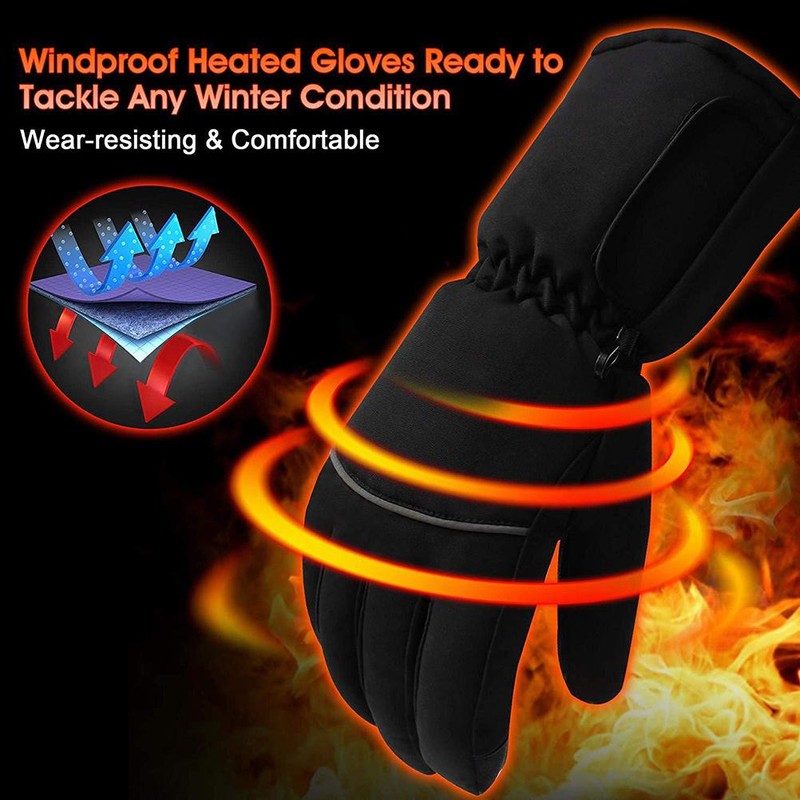 Winter Heated Gloves Waterproof Electric Thermal Glove Non Slip and